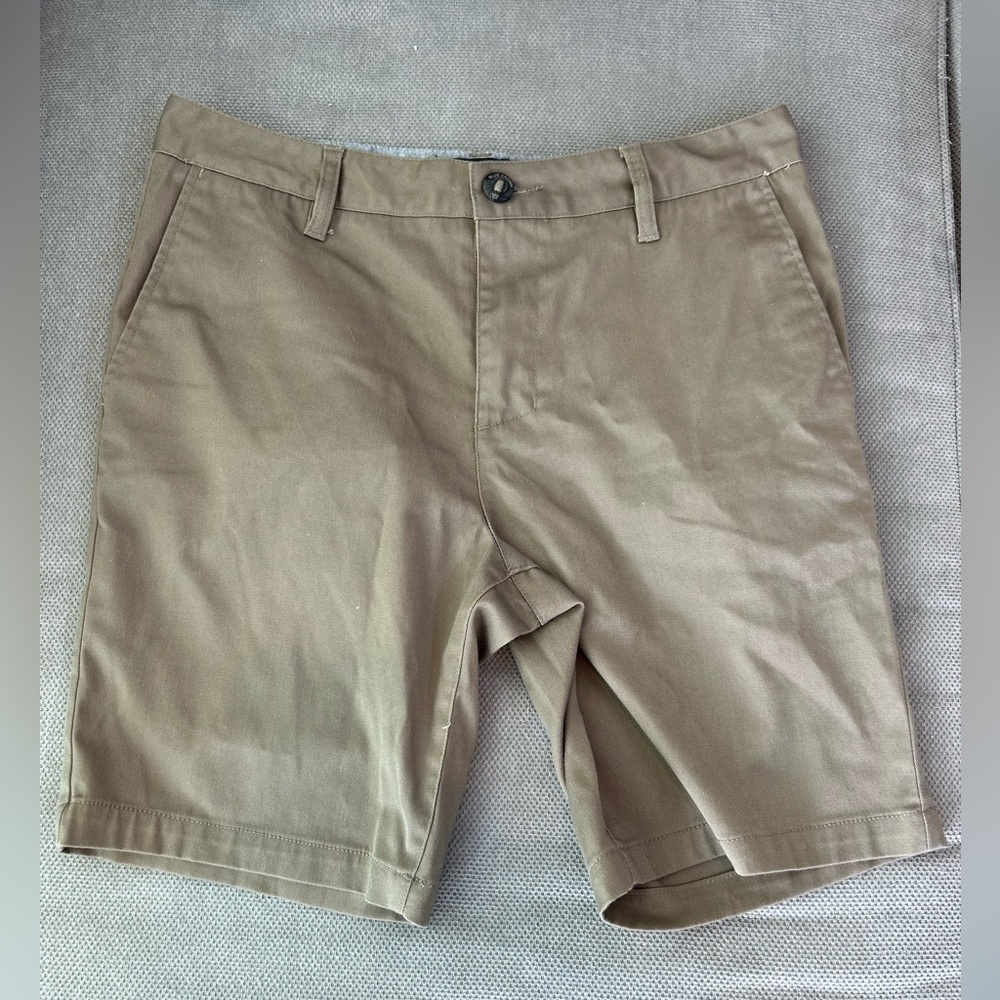 Tan Flat Front Casual Shorts